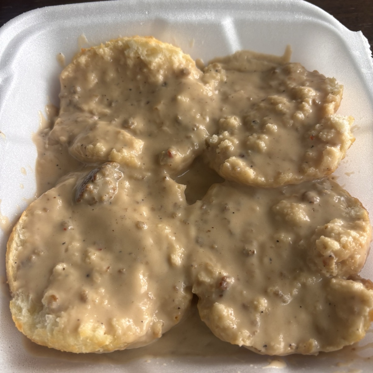 Sausage Gravy Over Biscuit